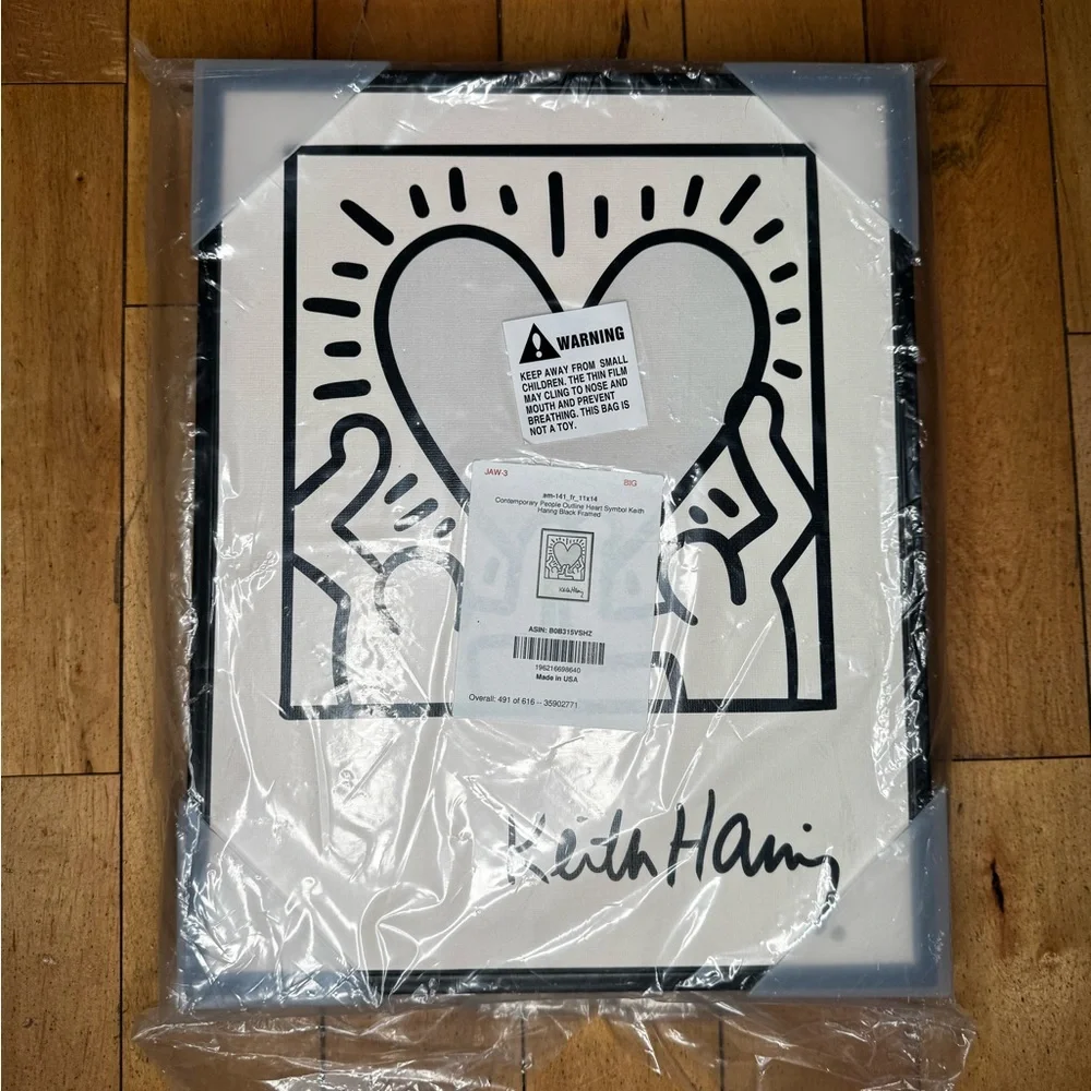 Stupell Contemporary People Outline Heart Symbol Keith Haring Ros Ruseva - Picture 2 of 5